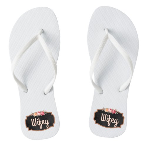 Bride Wedding Day Chalkboard Wifey  Beach Wedding Flip Flops