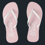 Bride wedding day flip flops<br><div class="desc">Space for your name and role. The colour can to changed to suit your color scheme. Part of a collection.</div>