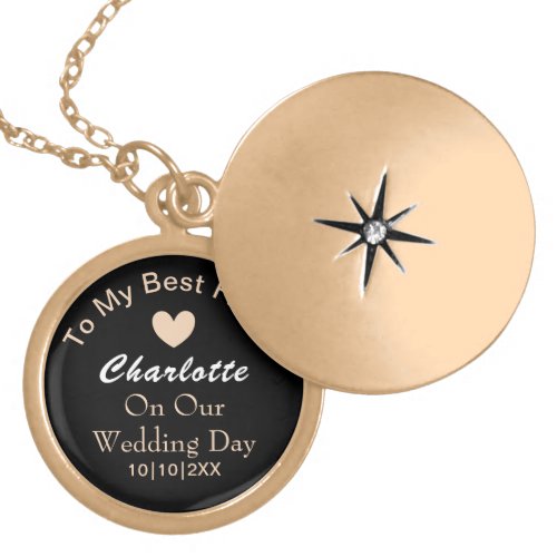 Bride Wedding Day Keepsake Gift Personalized Gold Plated Necklace