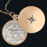 Bride Wedding Day Keepsake Gift Personalized Photo Gold Plated Necklace<br><div class="desc">A lovely keepsake gift for your future wife to be on your wedding day and easy to customize at no extra cost.</div>