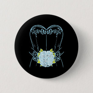 Bride Wedding Dress Bachelorette Groom Party Brida Button