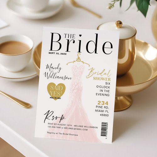 Bride Wedding Dress Bridal Shower Magazine Cover I Invitation