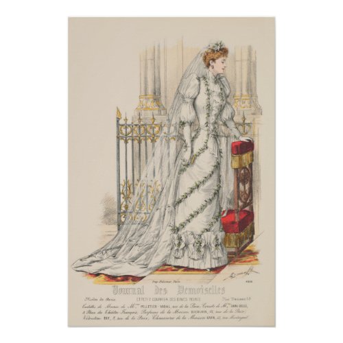 Bride Wedding Dress Victorian Paris Fashion Plate Poster