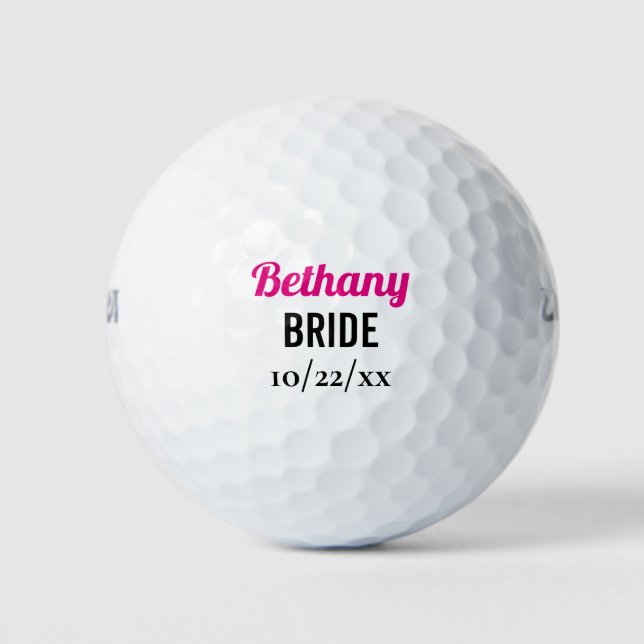 Bride Wedding Favor Bachelorette Party Golf Balls (Front)