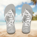 Bride Wedding Favor Custom Name Monogram Gray Flip Flops<br><div class="desc">Surprise the Bride with these fun flip flops - personalize with her name or monogram and wedding date. The background color can easily be changed to match the wedding colors. Makes a perfect pre-wedding or wedding favor/gift - something she can wear during the wedding or on the dance floor. Modern...</div>
