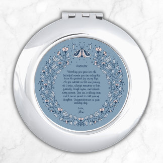 Bride Wedding Gift from Mom Something Blue Boho Compact Mirror