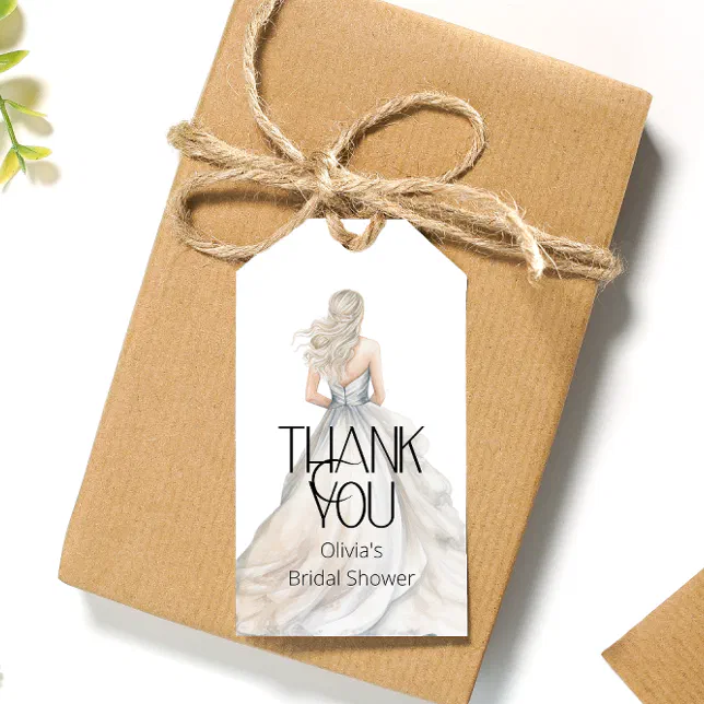 Bride Wedding Gown Bridal Shower Thank You Gift Tags | Zazzle