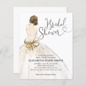 Bride Wedding Gown Budget Bridal Shower Invitation (Front/Back)