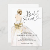Bride Wedding Gown Budget Bridal Shower Invitation (Front/Back)