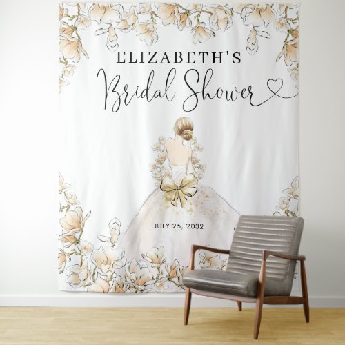 Bride Wedding Gown Floral Script Bridal Shower Tapestry