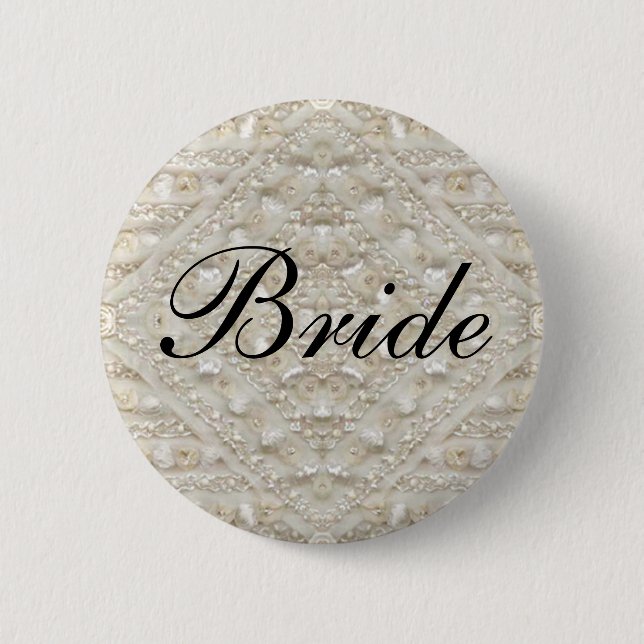 Bride Wedding  lace antique Pinback Button (Front)