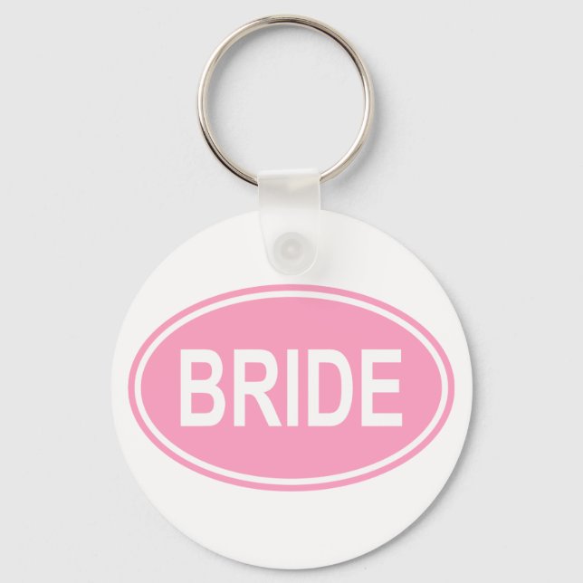 Bride Wedding Oval Pink Keychain (Front)
