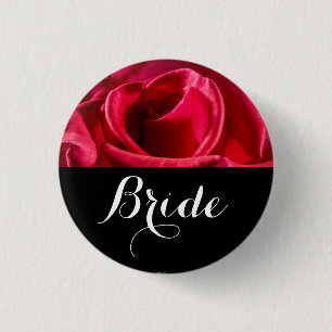 Bride Wedding Red Roses Pinback Button