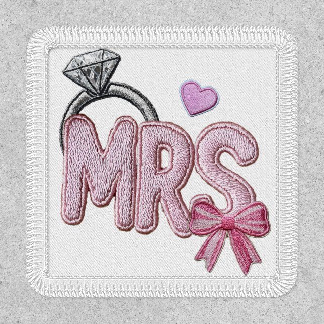 Bride Wedding Ring MRS Faux Embroidered  Patch (Front)