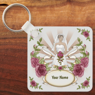 Bride Wedding Roses custom keychain