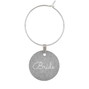 Bride - Wedding Silver Glitter Sparkle Wine Charm