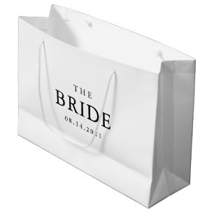 Bride Wedding Simple Classic Black and White Large Gift Bag