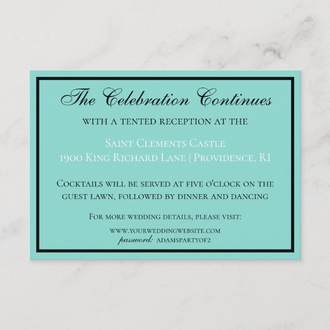 Bride & Wedding Suite Modern Reception Enclosure Card (Front)