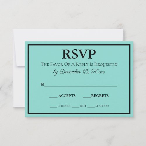 Bride  Wedding Suite Modern Teal Blue RSVP Card