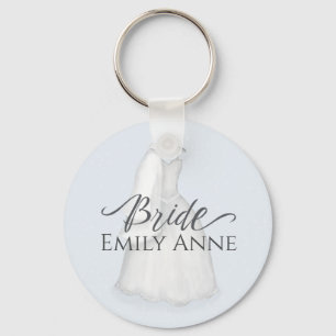 Bride Wedding Vintage Dress Personalized Favor Keychain