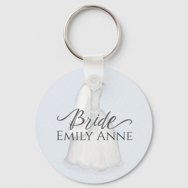Bride Wedding Vintage Dress Personalized Favor Keychain (Front)