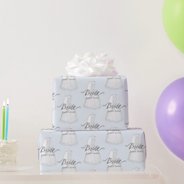 Bride Wedding Vintage Dress Personalized Gift Wrapping Paper (Party Gifts)