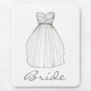 BRIDE White Bridal Gown Wedding Princess Dress Mouse Pad