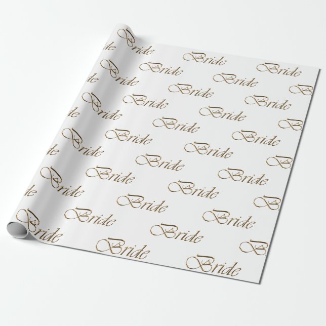 Bride white gold calligraphy pattern elegant chic wrapping paper (Unrolled)