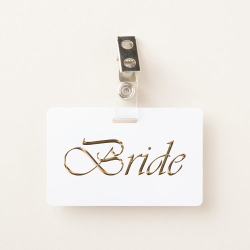 Bride white gold script calligraphy elegant chic badge