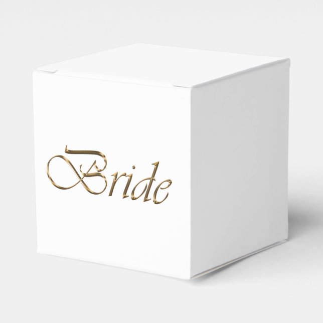 Bride white gold script calligraphy elegant chic favor boxes (Front Side)