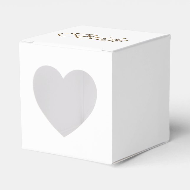 Bride white gold script calligraphy elegant cute favor boxes (Front Side)