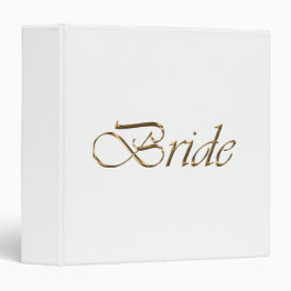 Bride white gold script elegant wedding planner 3 ring binder