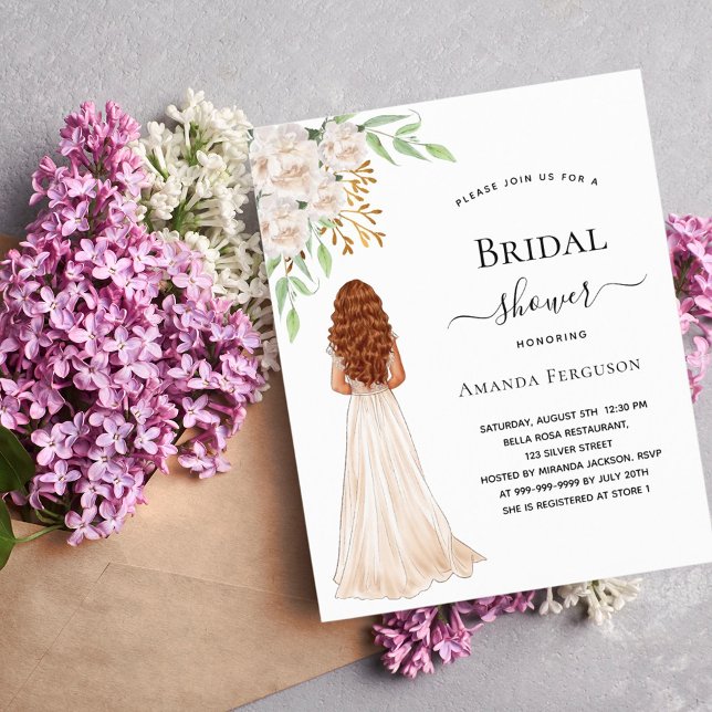 Bride white green budget bridal shower invitation (Creator Uploaded)