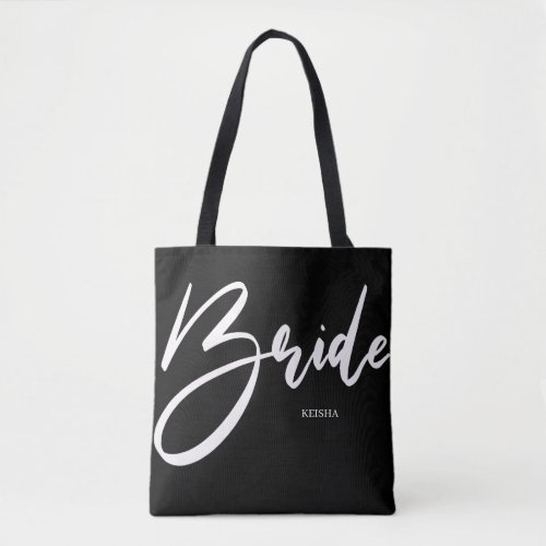 Bride White Handwriting  Black Calligraphy Tote Bag