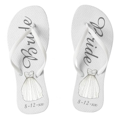 BRIDE White Princess Wedding Dress Gown Flip Flops