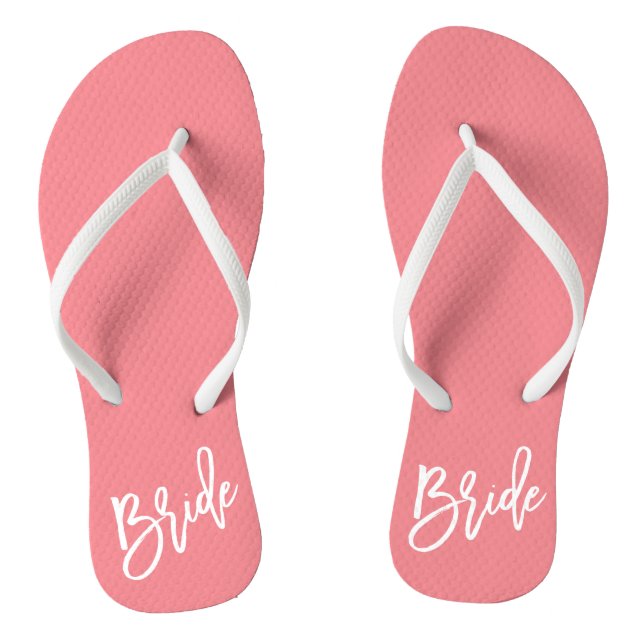 Bride White Script Flip Flops (Footbed)