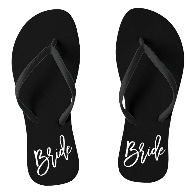 Bride White Script Flip Flops (Footbed)