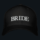Bride white text black wedding embroidered baseball cap<br><div class="desc">Bride white text black wedding Embroidered Baseball Cap 
Available in many colors and options</div>