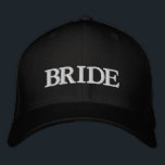Bride white text black wedding embroidered baseball cap<br><div class="desc">Bride white text black wedding Embroidered Baseball Cap 
Available in many colors and options</div>