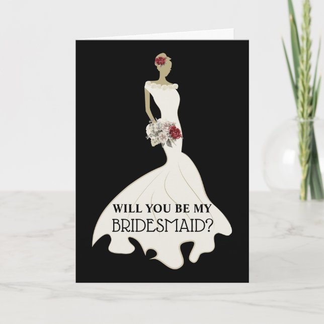 Bride white wedding dress chic bridal proposal card (Front)