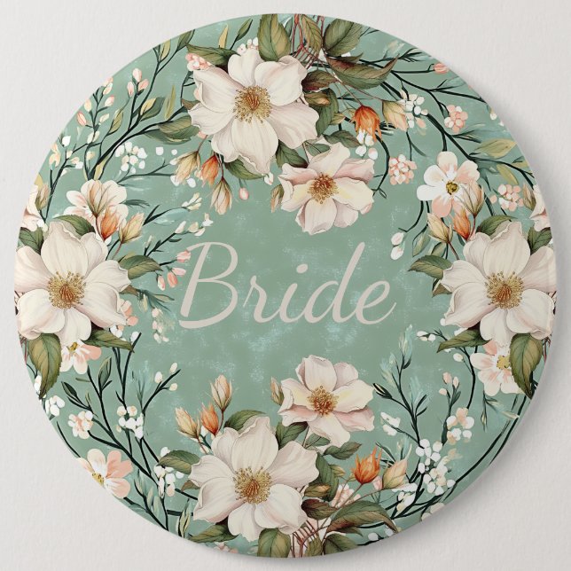 Bride white wildflowers flowers button (Front)