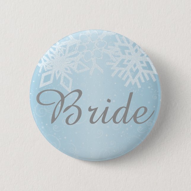 Bride Winter Snowflakes Pinback Button (Front)