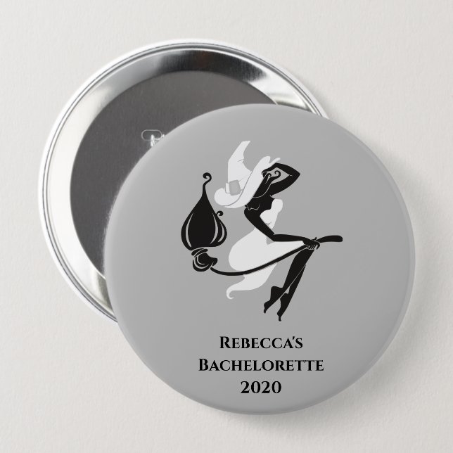 Bride Witch  Halloween Cocktail Bachelorette Button (Front & Back)