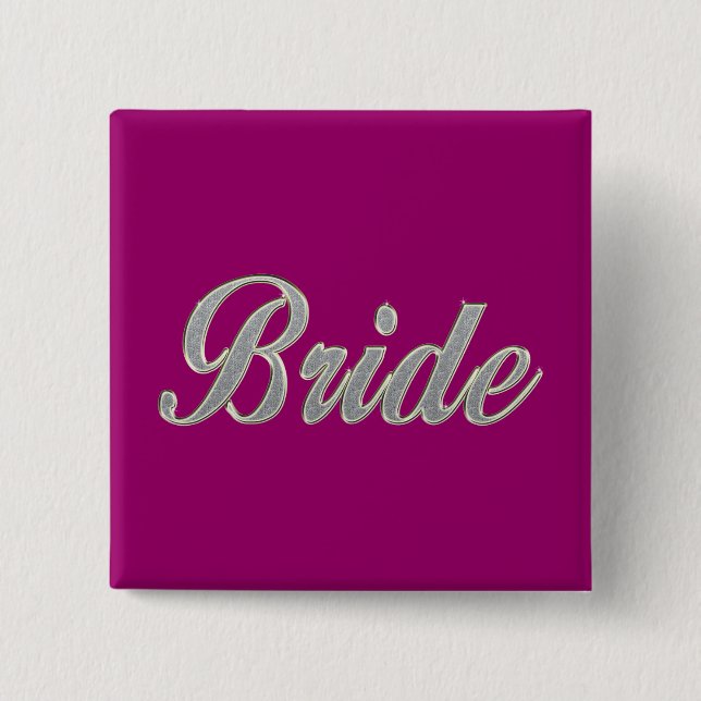 Bride with bling pinback button (Front)