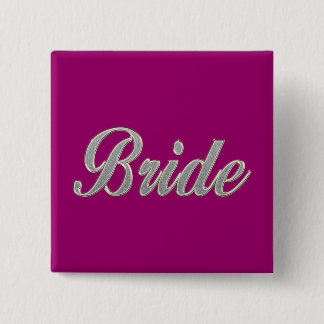 Bride with bling pinback button