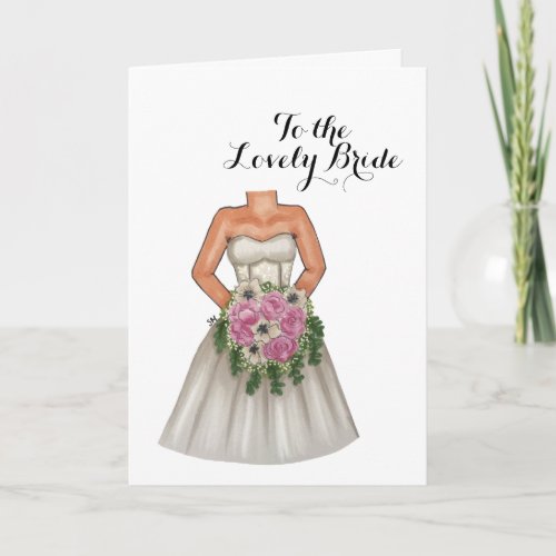 Bride with Bouquet of Flowers Wedding Greeting Card