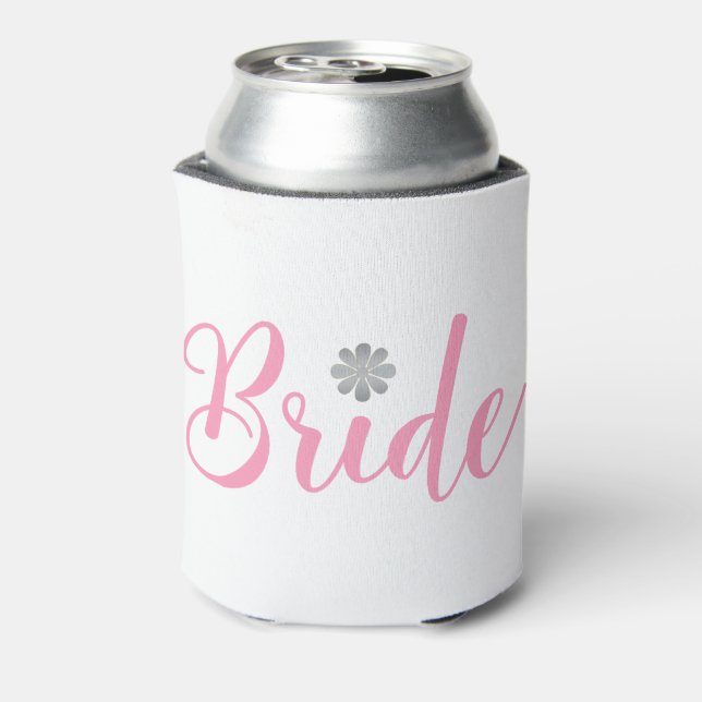 Bride-with-gold-flower-pink2 Can Cooler (Can Back)