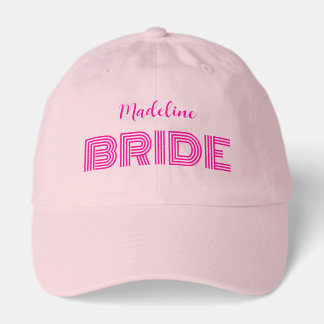 Bride with Name Pink Baseball Hat