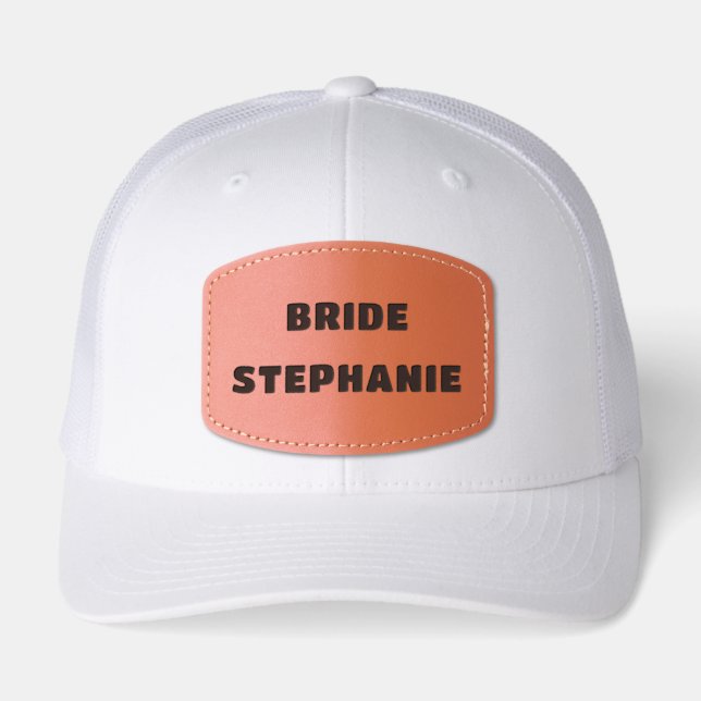BRIDE with Personalized Name Leather Patch Hat (Front)