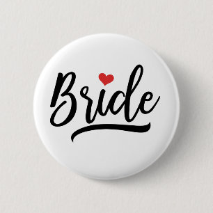 Bride With Red Heart Button